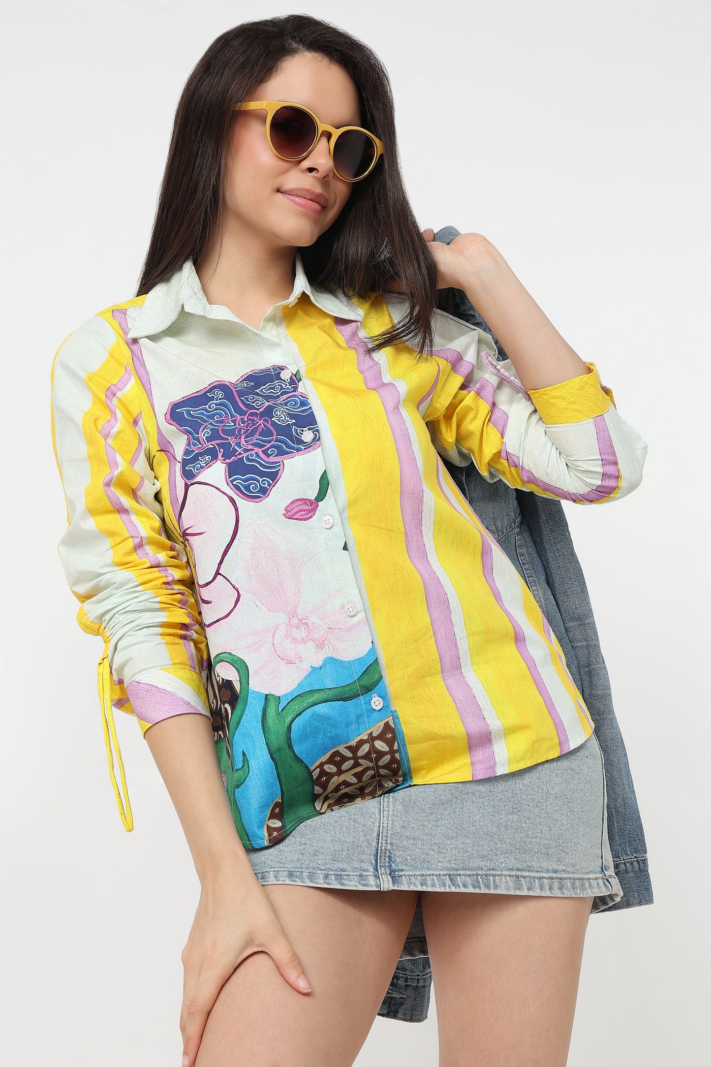 Pastel Garden Shirt – women's pastel floral print cotton shirt, view 7