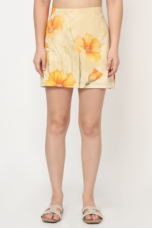 Golden Marigold Shirt With Skort Set – women's printed crepe co-ord set by The Print Factory