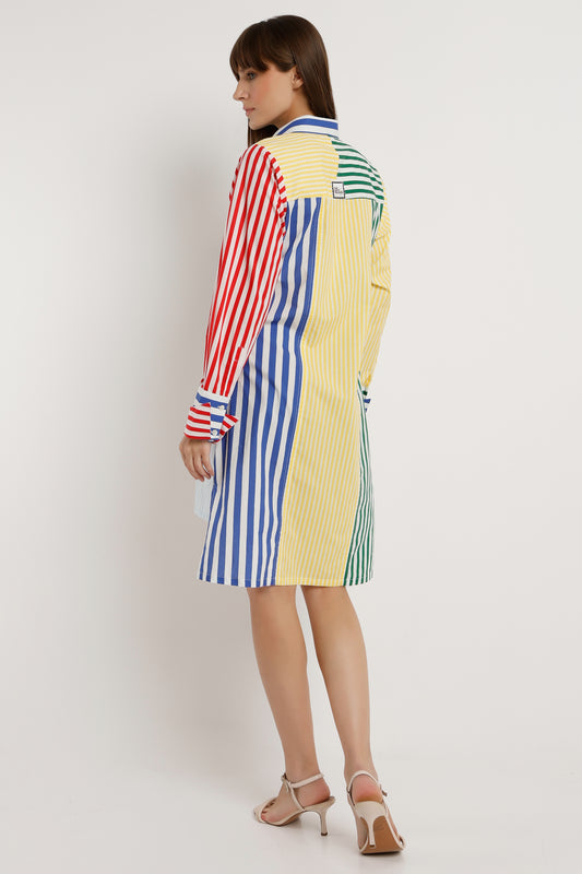 Spectrum Flow vibrant printed cotton shirt dress for women