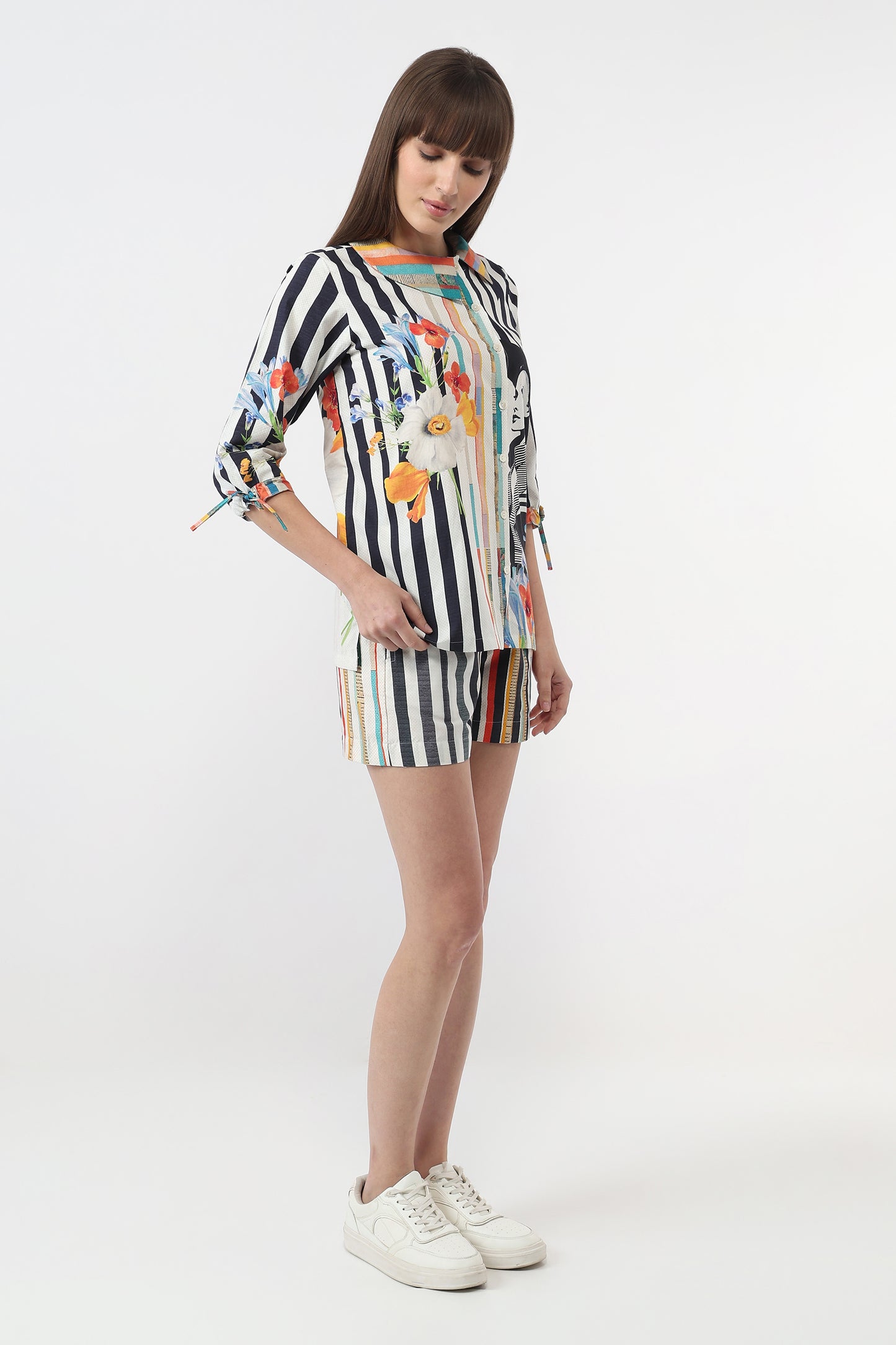 The Blooming Portrait Shirt With Shorts Set