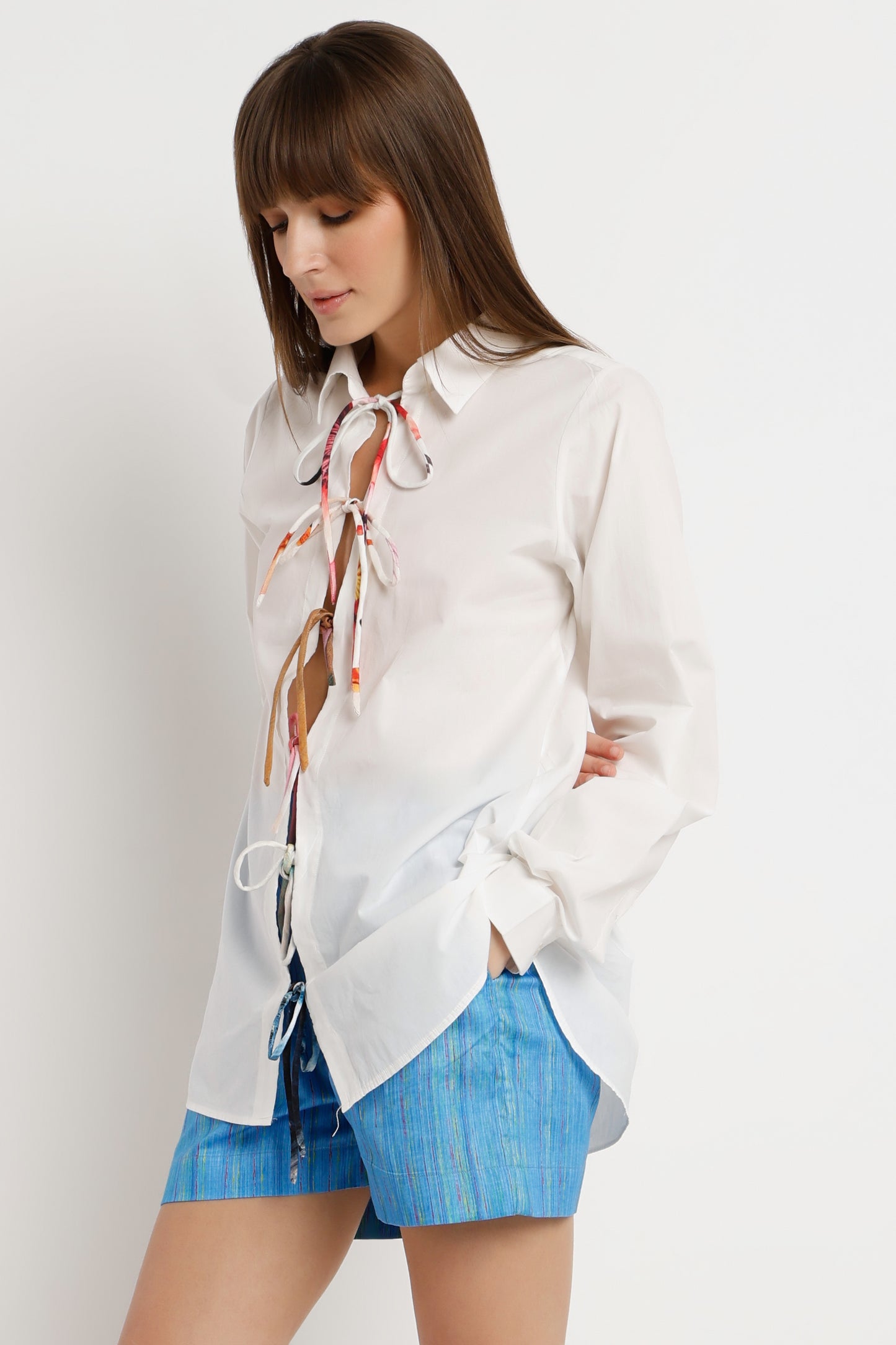 Floral Lace-Up Shirt