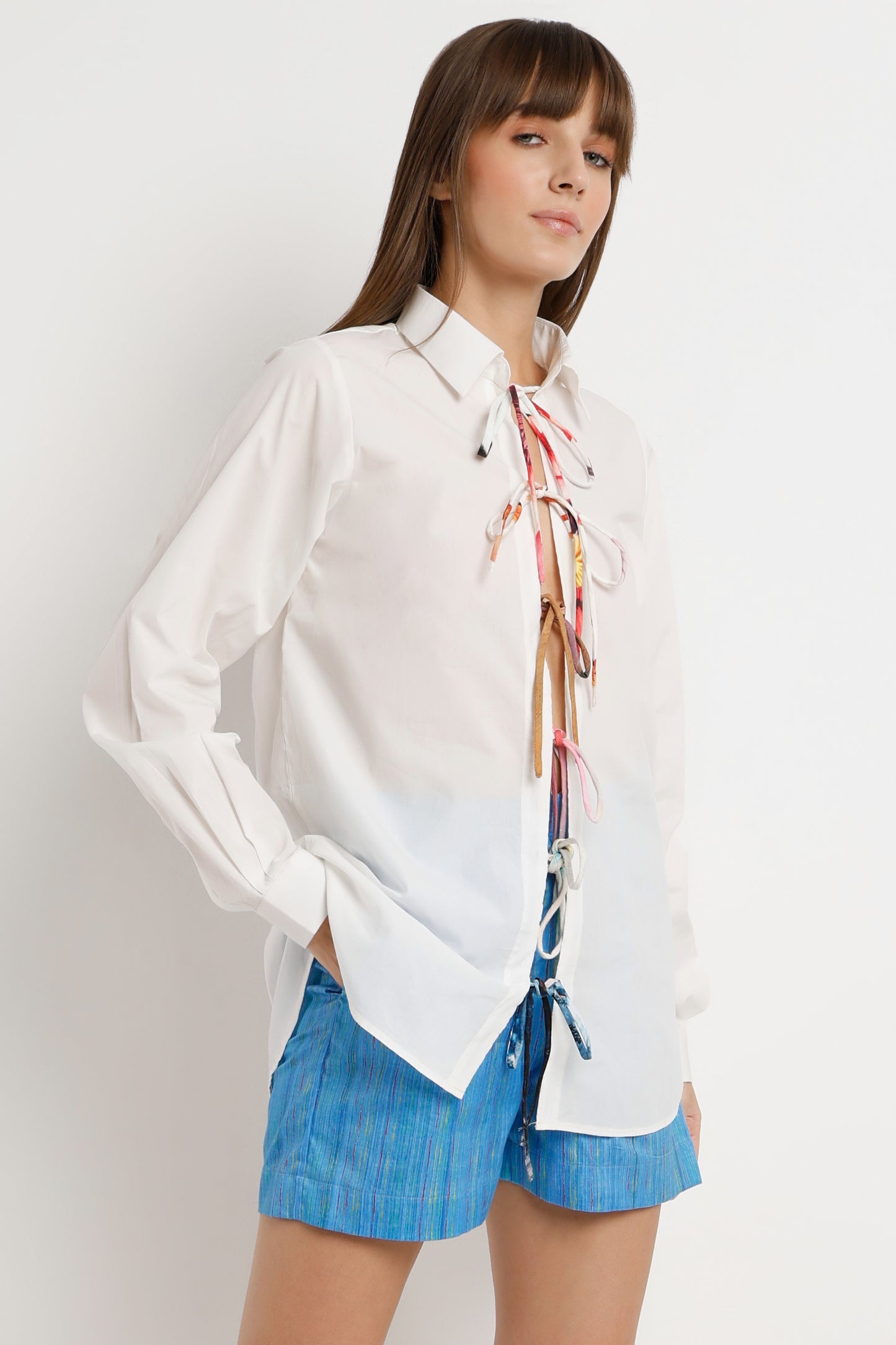 Floral Lace-Up Shirt