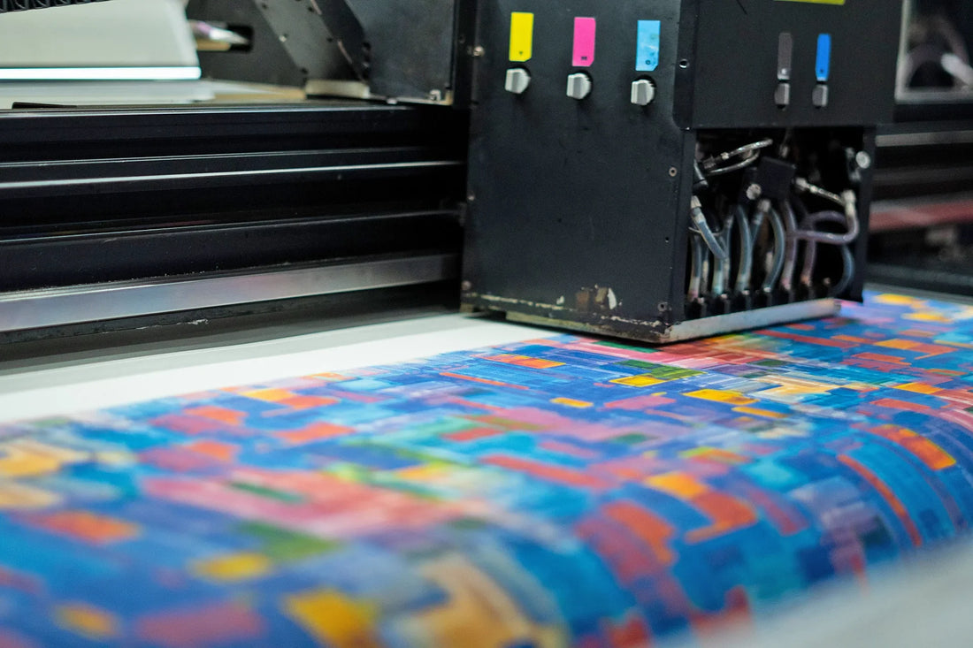 Digital printing head laying colour onto cotton at The Print Factory's mill