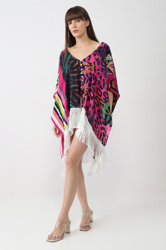 Leopard Bloom printed kaftan for women by The Print Factory