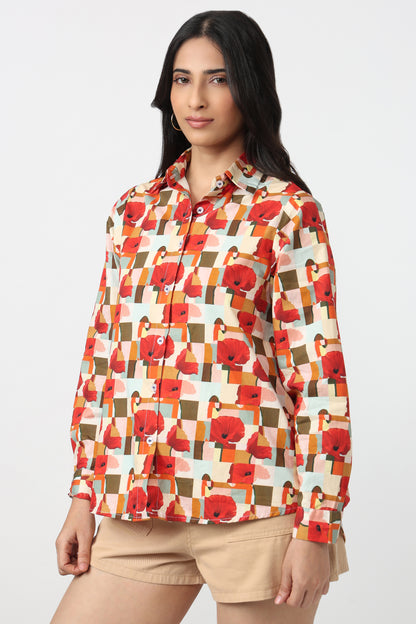 Poppy Patchwork Printed Shirt
