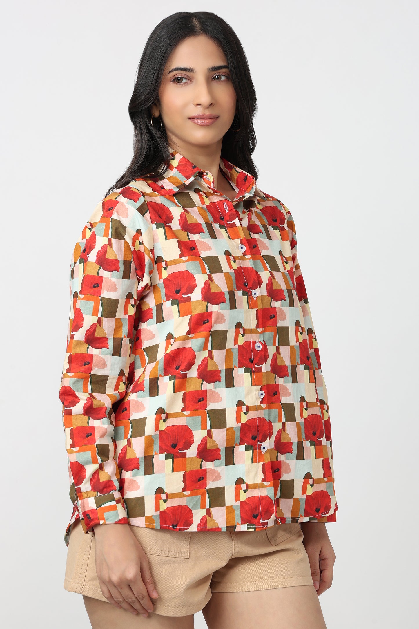 Poppy Patchwork Printed Shirt