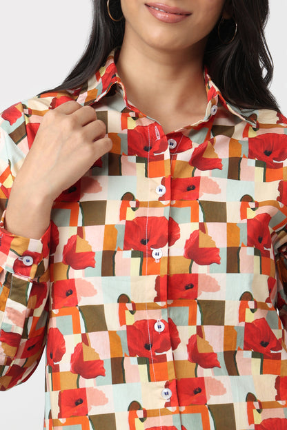 Poppy Patchwork Printed Shirt
