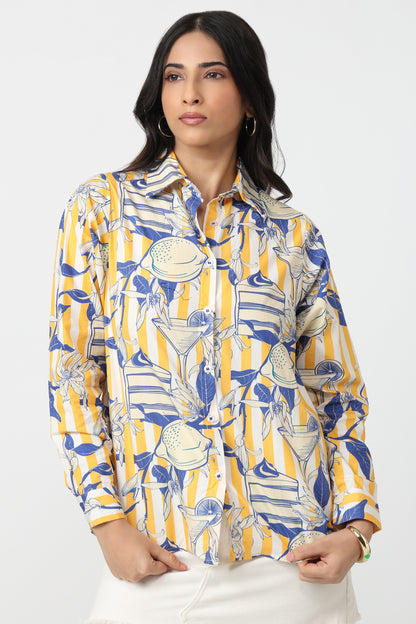 Amalfi Citrus Shirt – women's printed cotton shirt by The Print Factory