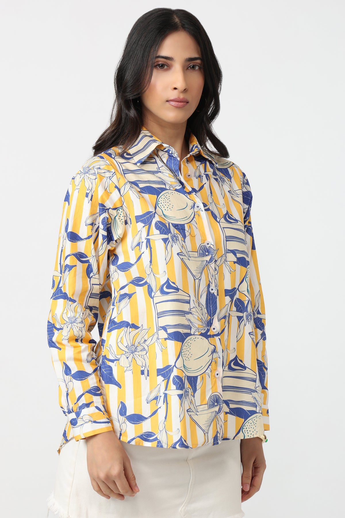 Amalfi Citrus Shirt – women's printed cotton shirt by The Print Factory