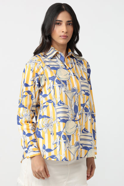Amalfi Citrus Shirt – women's printed cotton shirt by The Print Factory
