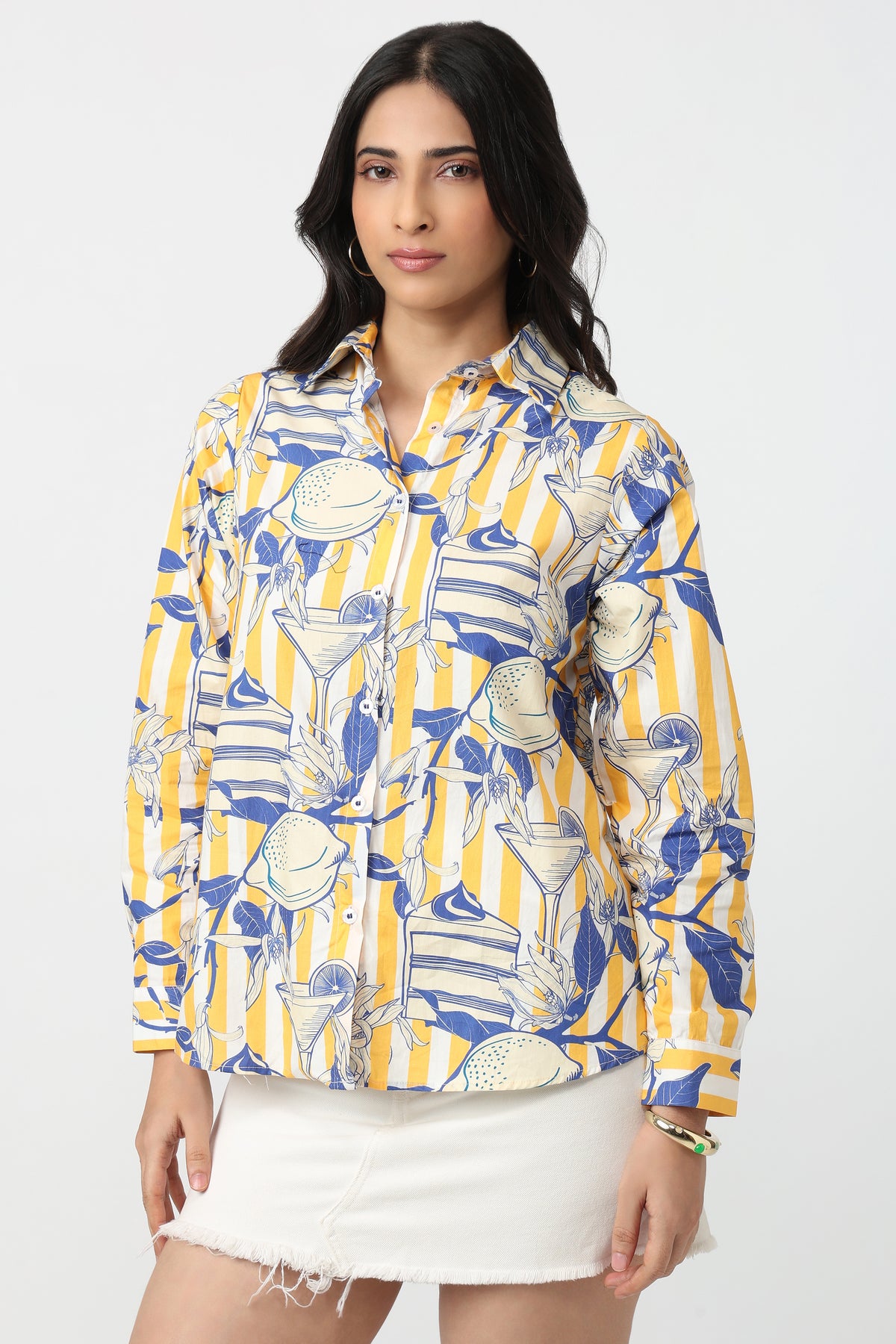 Amalfi Citrus Shirt – women's printed cotton shirt by The Print Factory