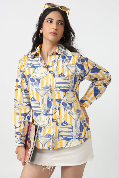 Amalfi Citrus Shirt – women's printed cotton shirt by The Print Factory