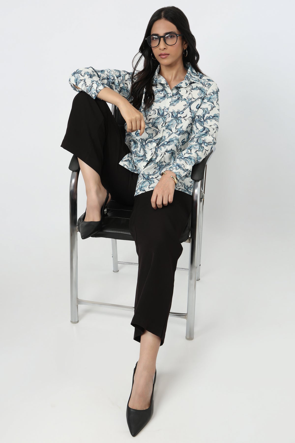 Azure Toile Shirt – women's printed cotton shirt by The Print Factory