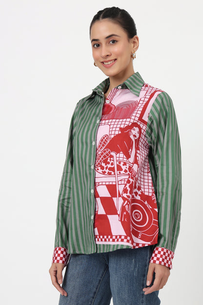 Retro Pop Colorblock Printed Shirt