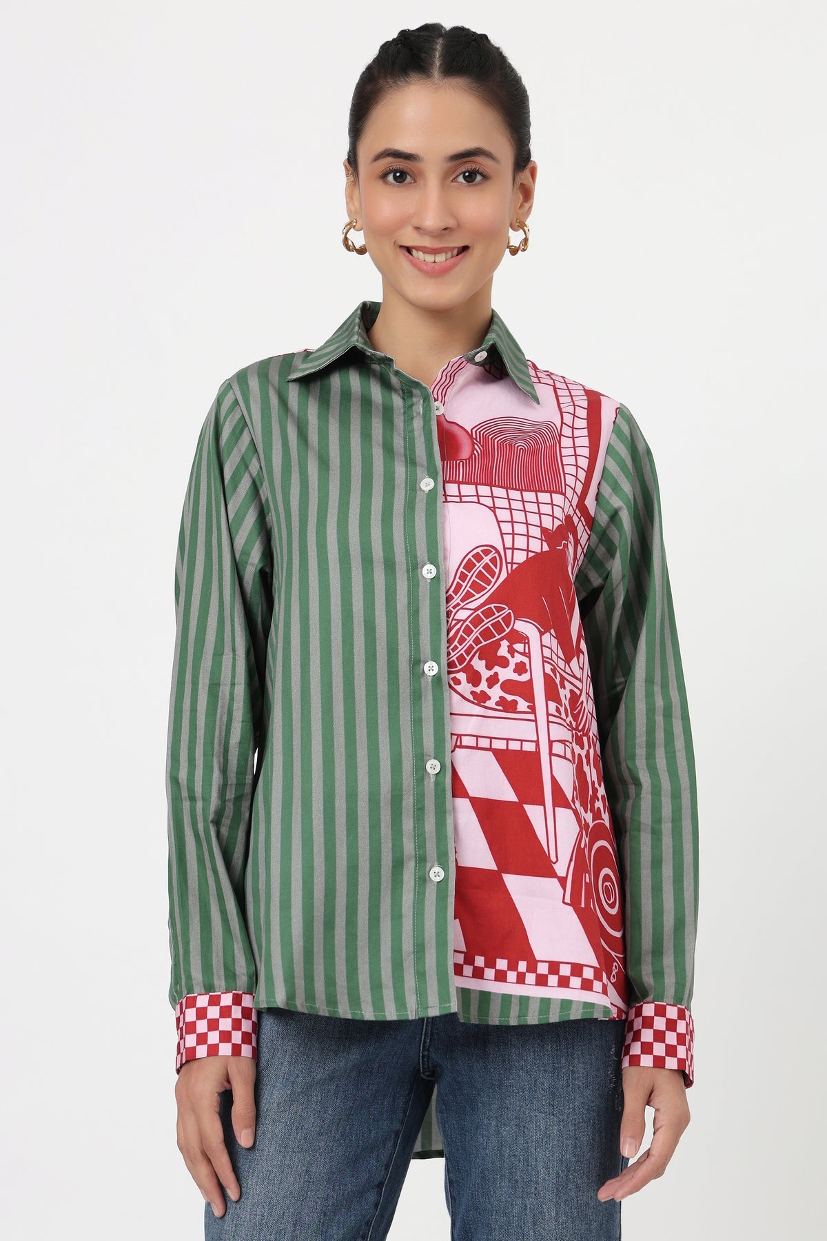 Retro Pop Colorblock Printed Shirt