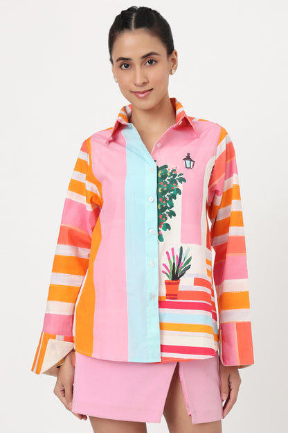 Sunset Garden Printed Shirt