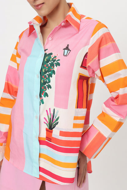 Sunset Garden Printed Shirt
