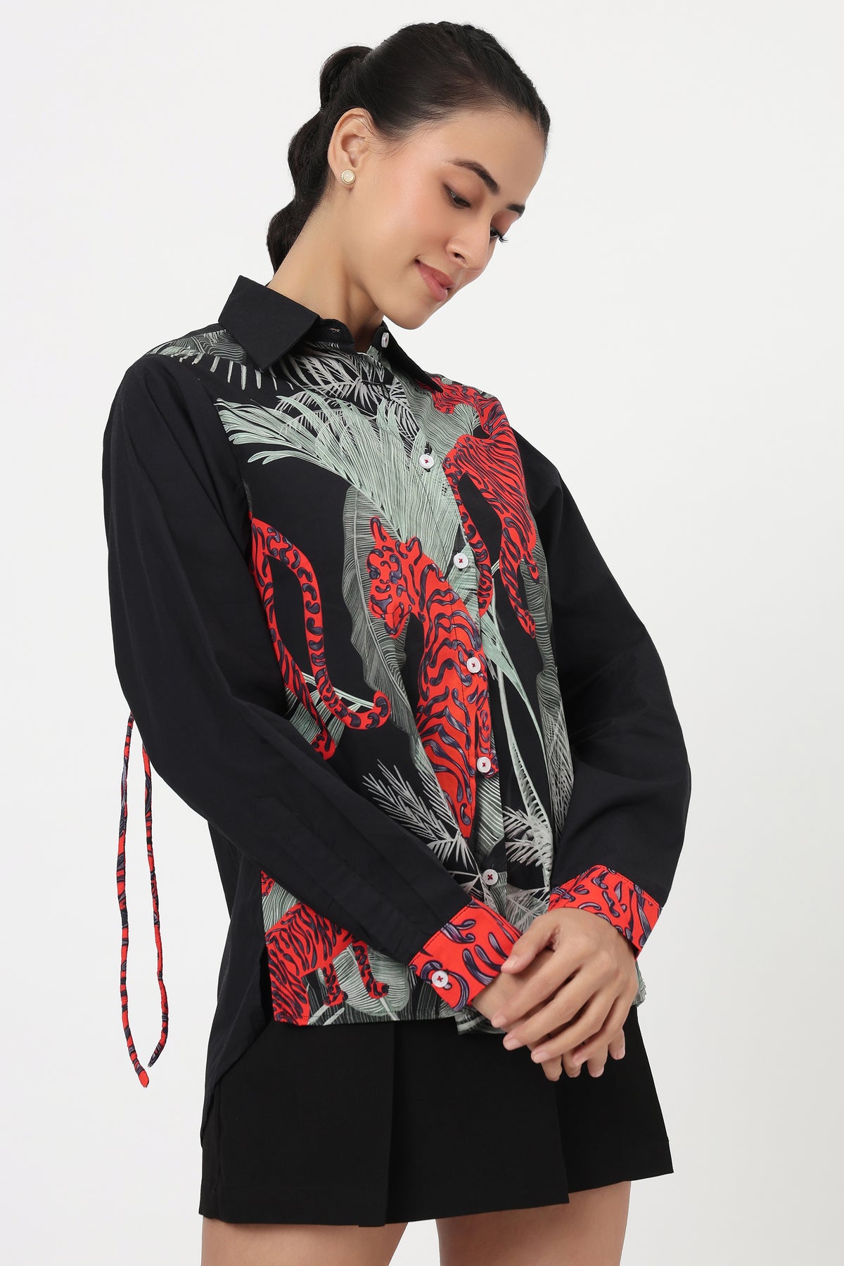 Wild Tiger Botanical Print Shirt