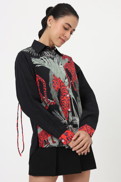 Wild Tiger Botanical Print Shirt