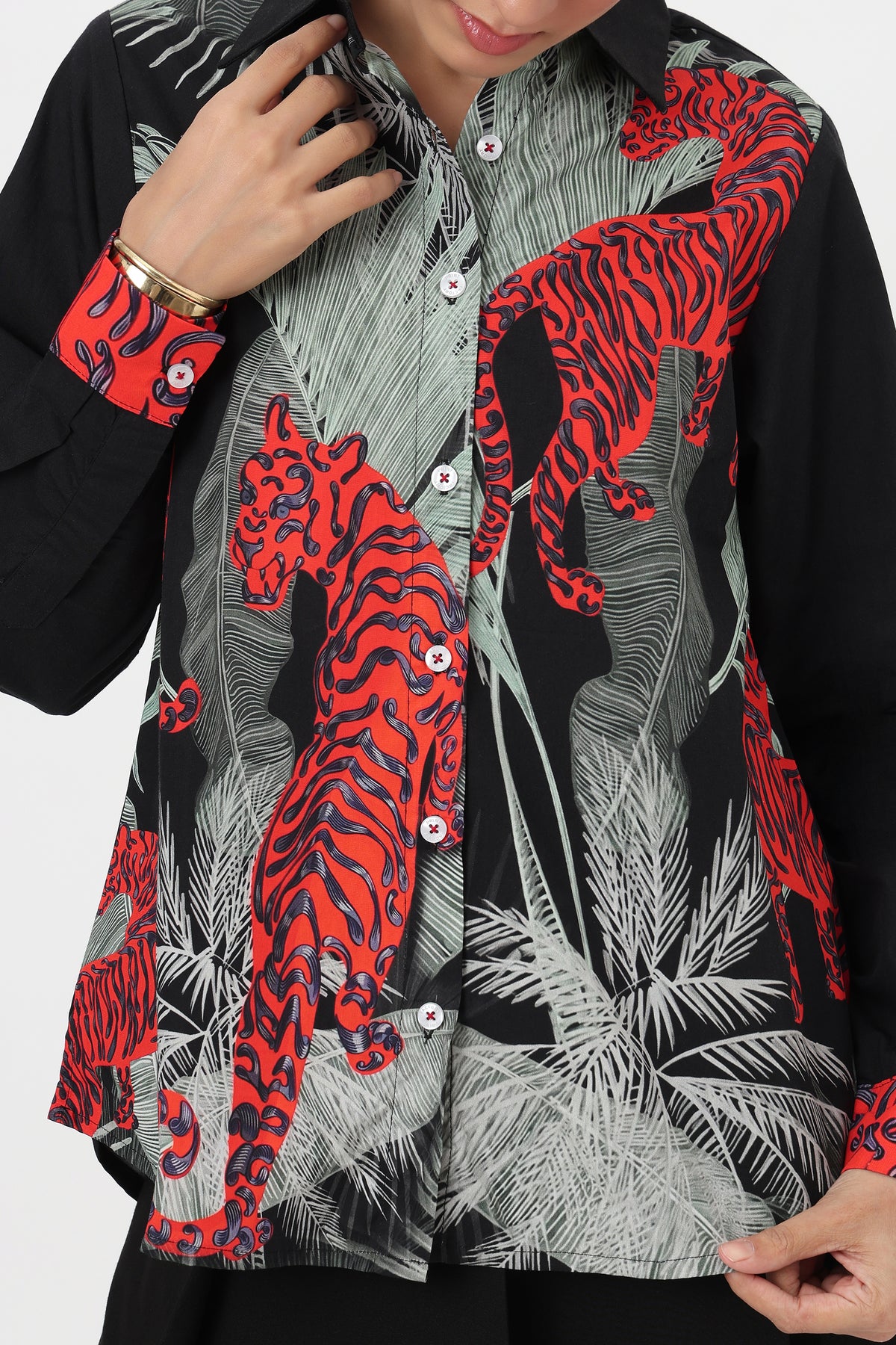 Wild Tiger Botanical Print Shirt