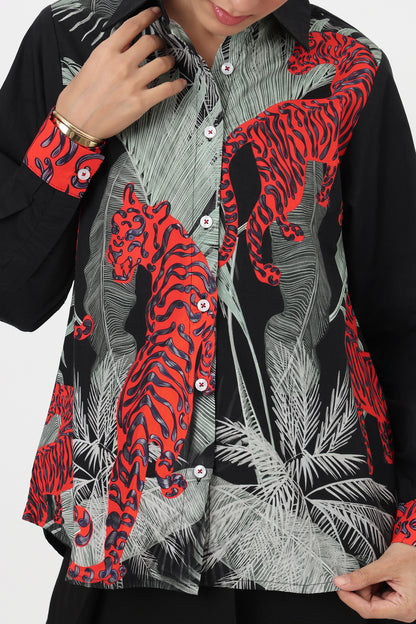 Wild Tiger Botanical Print Shirt
