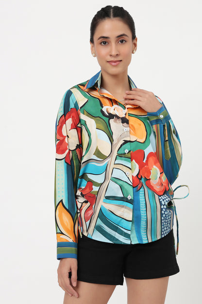 Botanical Stripes Printed Shirt