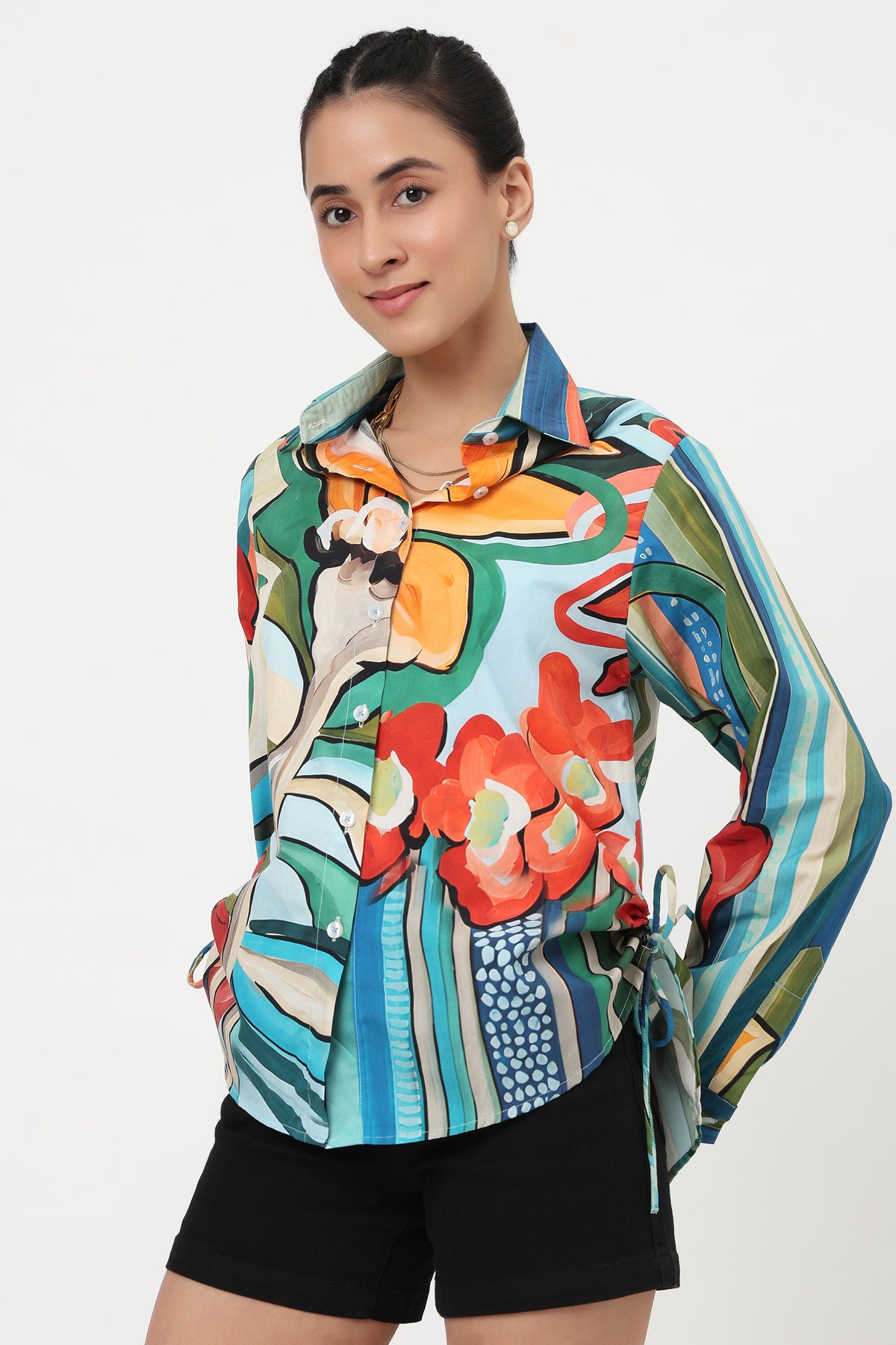 Botanical Stripes Printed Shirt