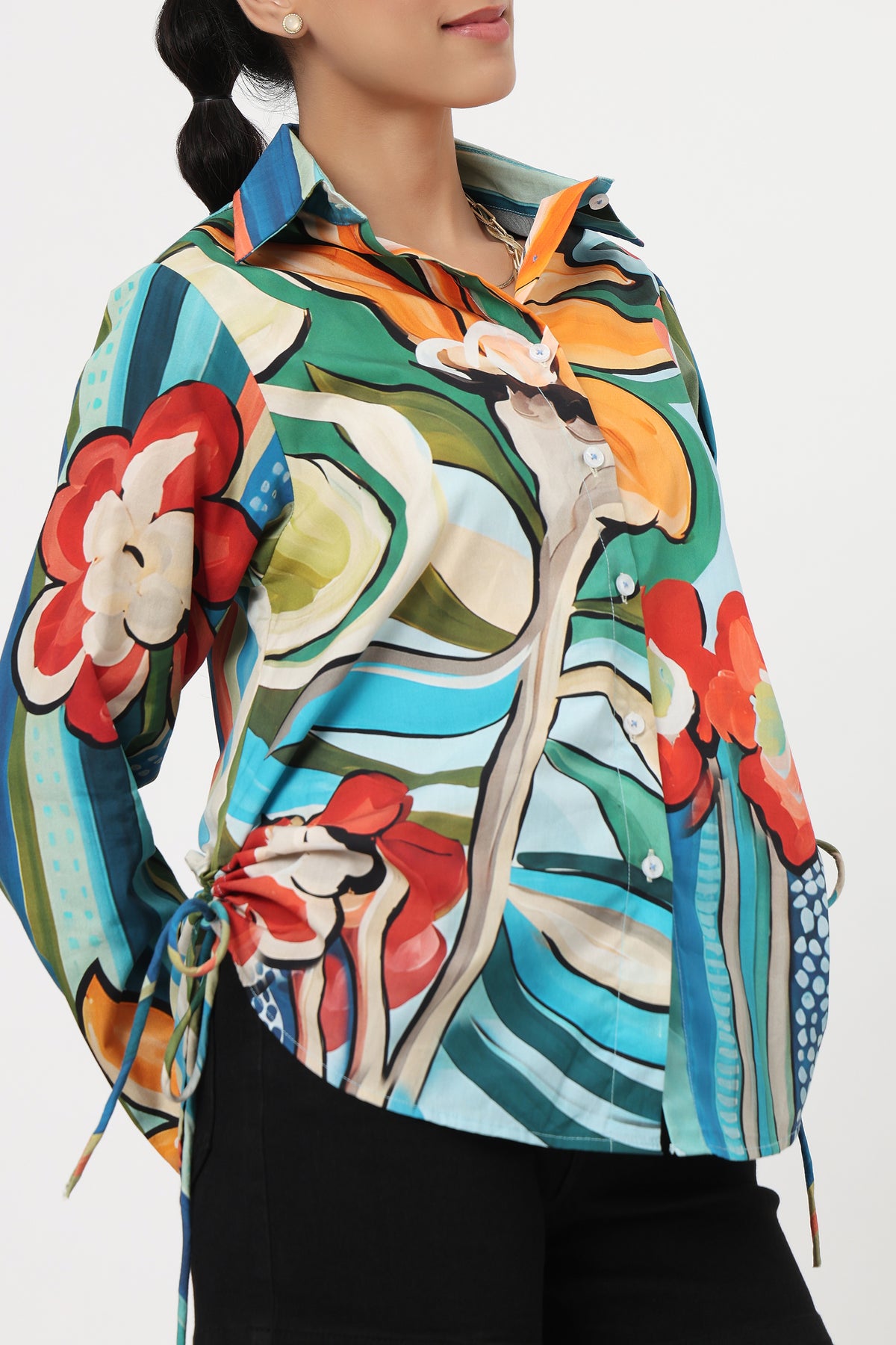Botanical Stripes Printed Shirt