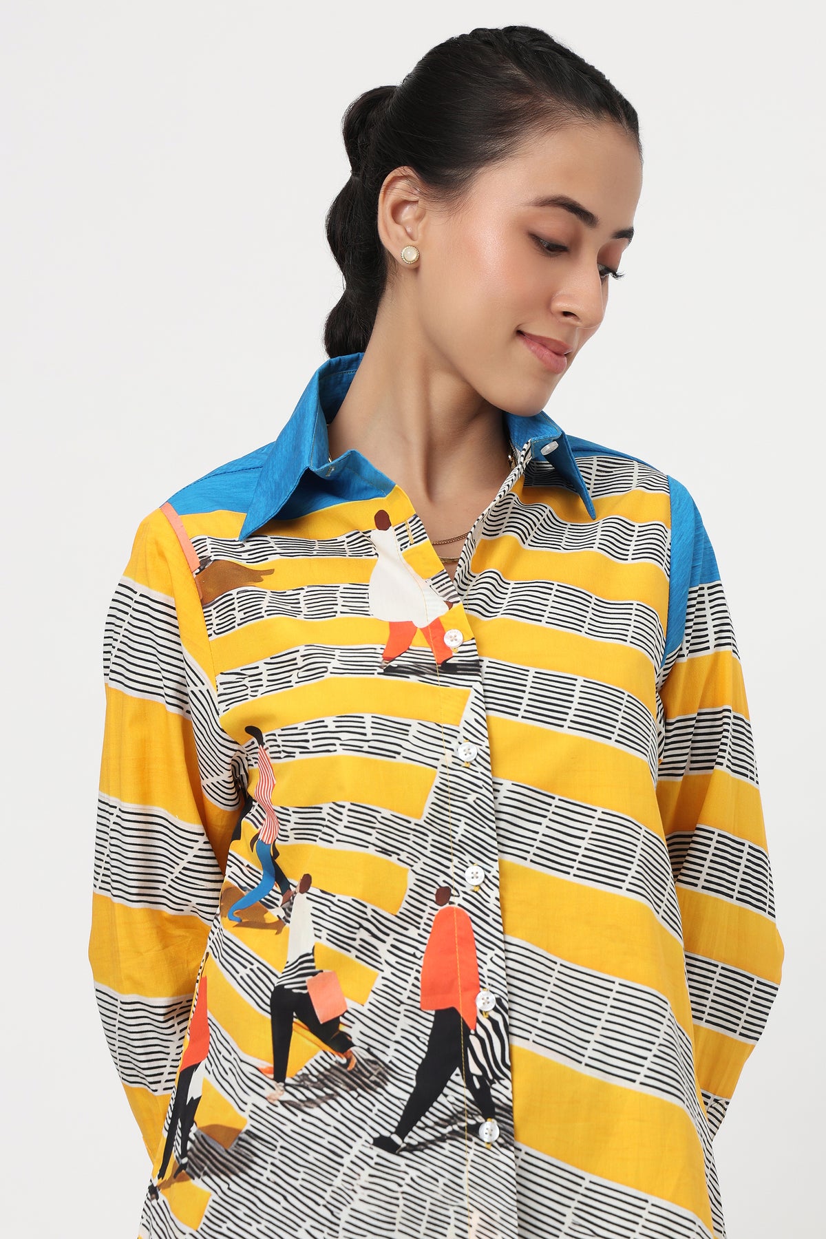 Golden Stripes Artistic Print Shirt