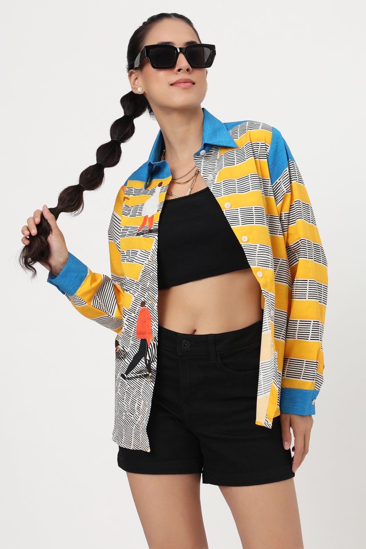 Golden Stripes Artistic Print Shirt