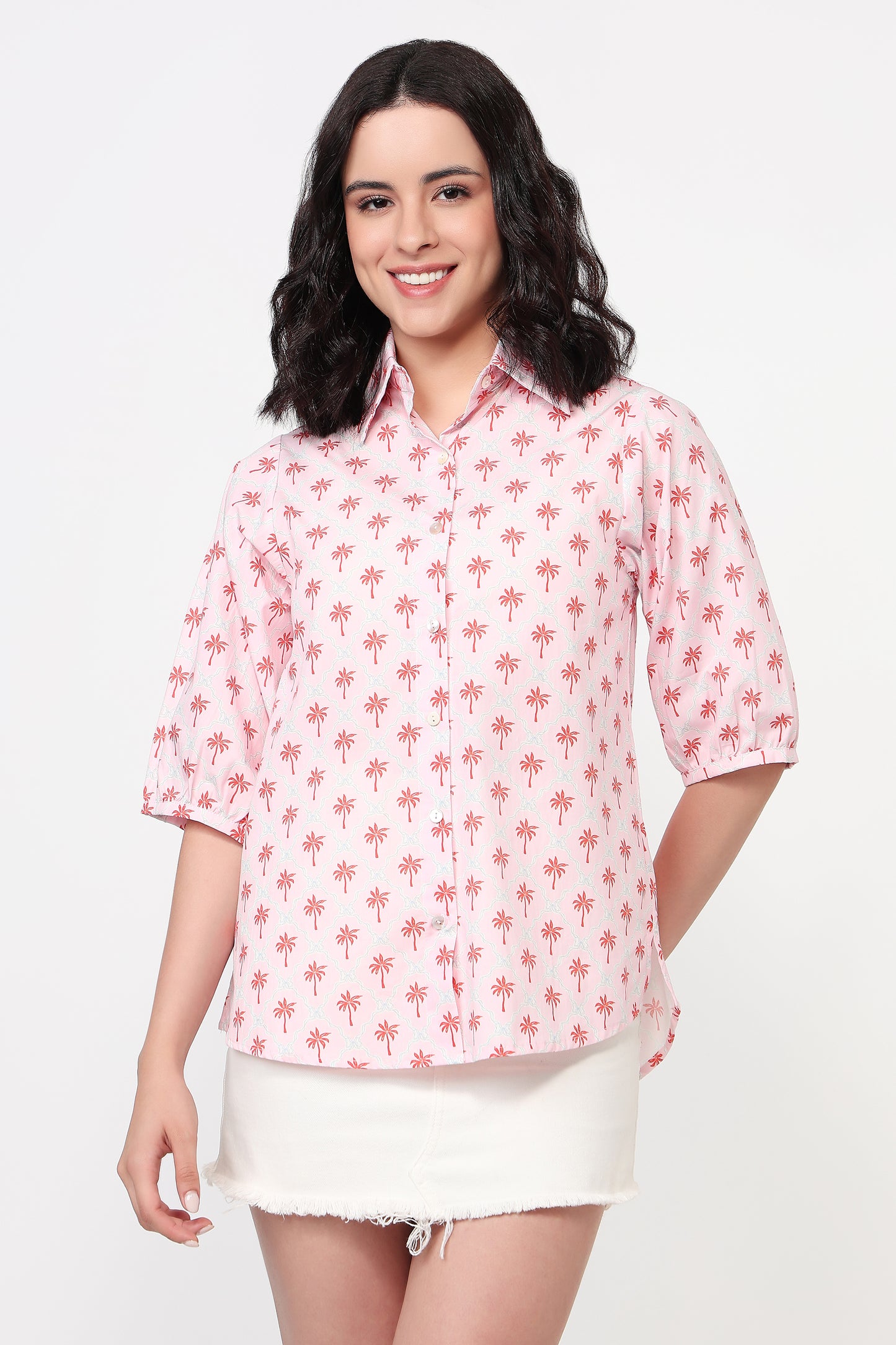 Pink Palm Casual Shirt