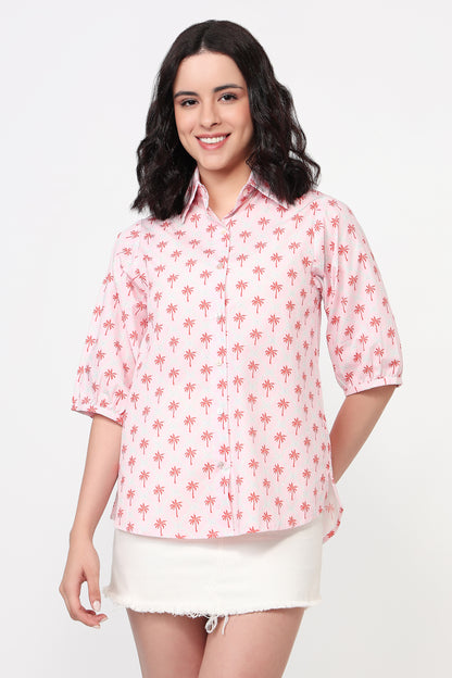 Pink Palm Casual Shirt