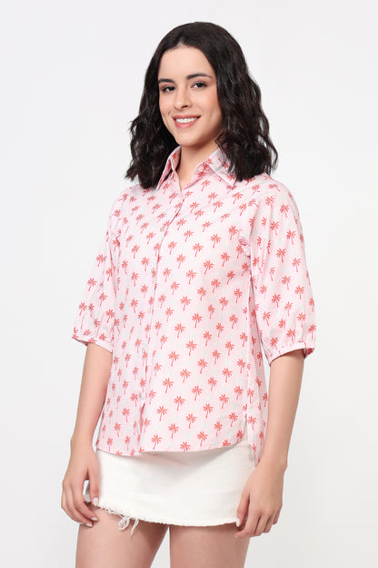 Pink Palm Casual Shirt