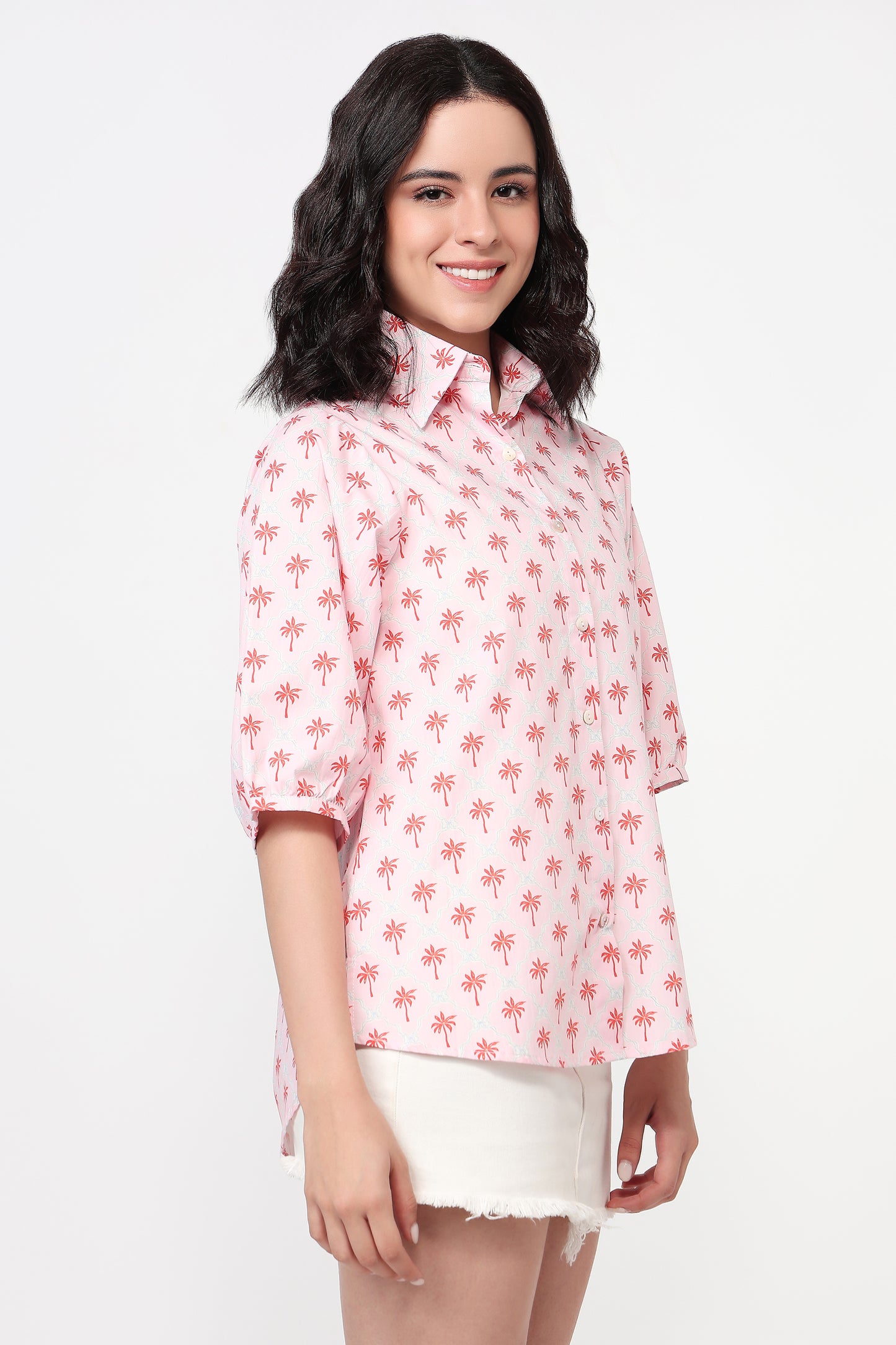 Pink Palm Casual Shirt