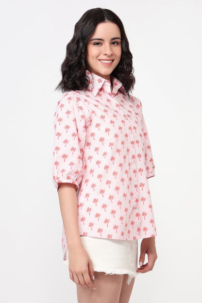 Pink Palm Casual Shirt