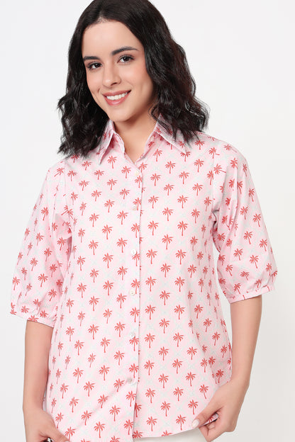 Pink Palm Casual Shirt