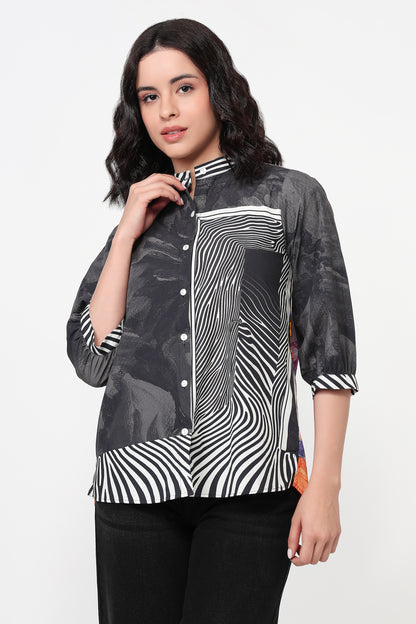 Black & White Motion Print Shirt