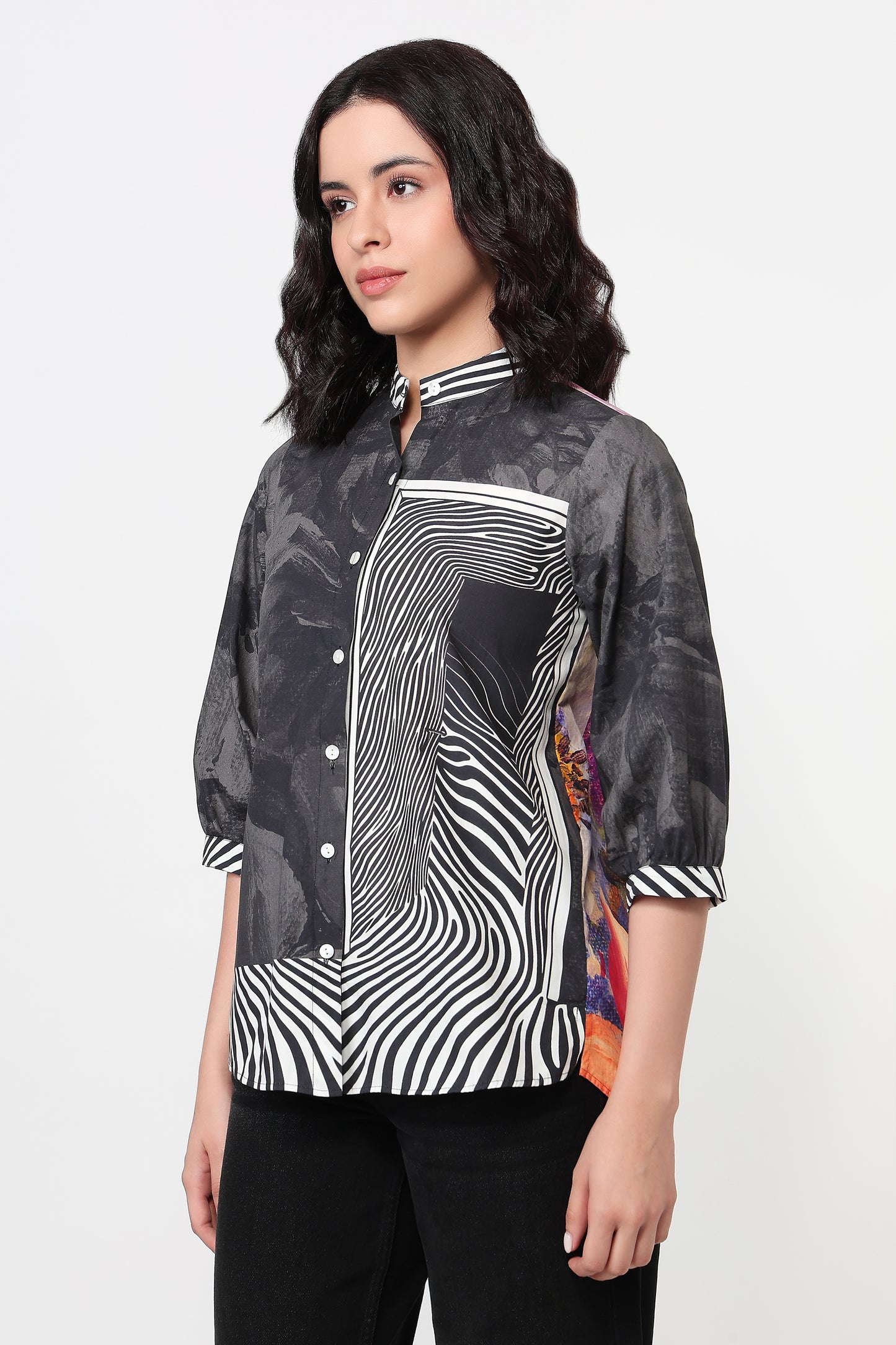 Black & White Motion Print Shirt