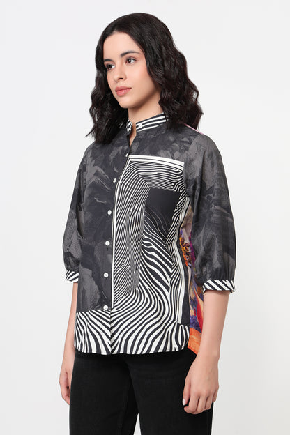 Black & White Motion Print Shirt