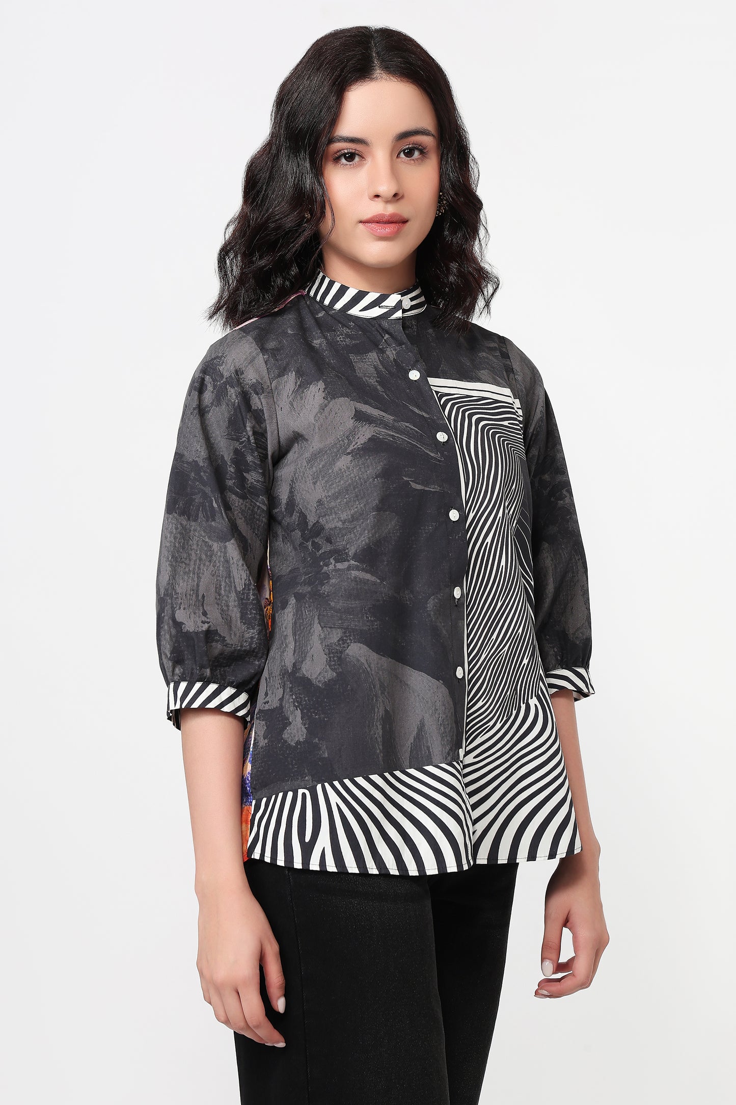 Black & White Motion Print Shirt