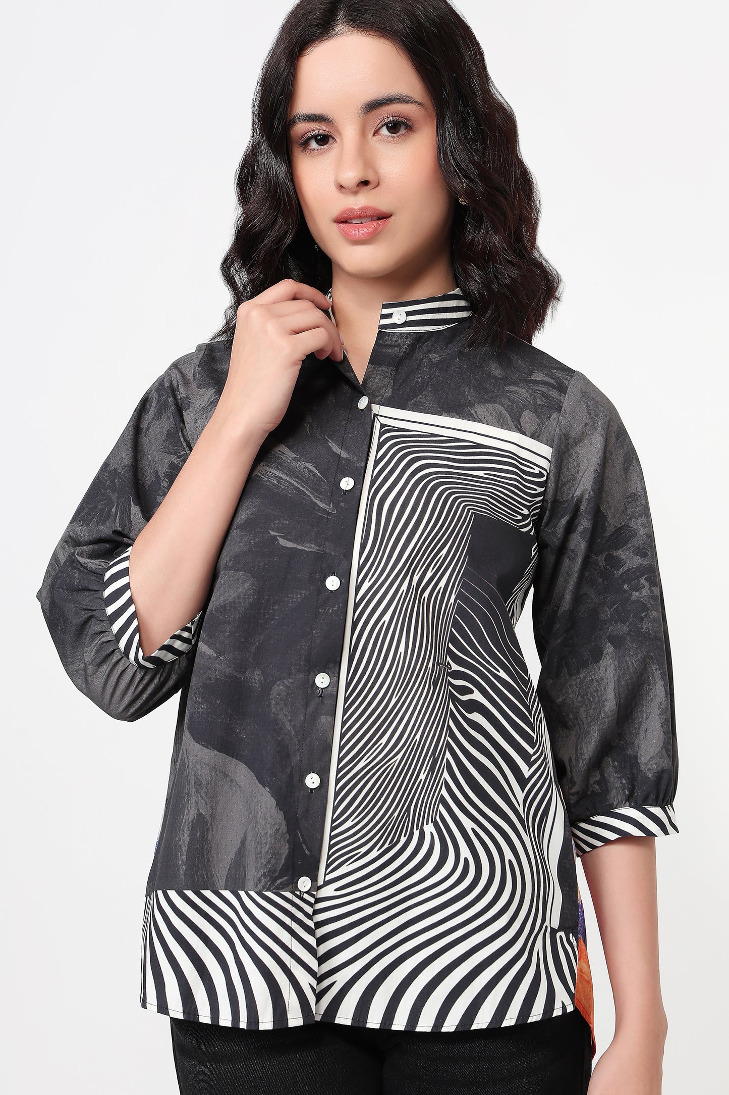 Black & White Motion Print Shirt