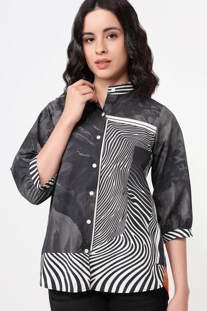 Black & White Motion Print Shirt
