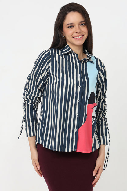 Blue Serenity Shirt – women's blue print cotton shirt, view 4