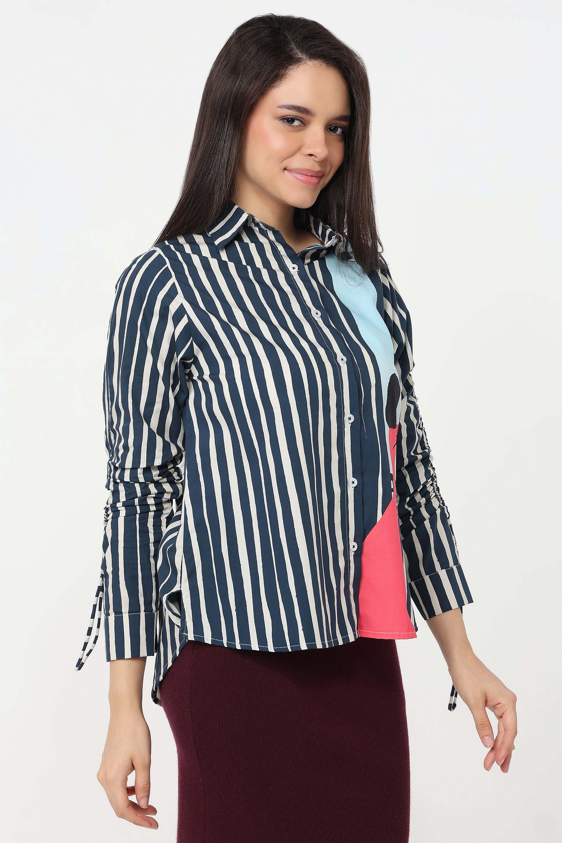 Blue Serenity Shirt – women's blue print cotton shirt, view 3