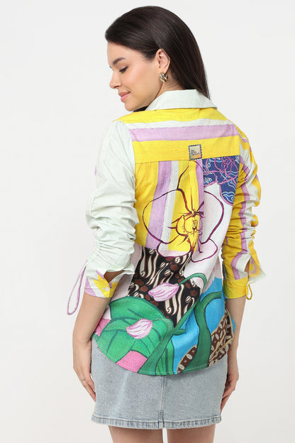 Pastel Garden Shirt – women's pastel floral print cotton shirt, view 2