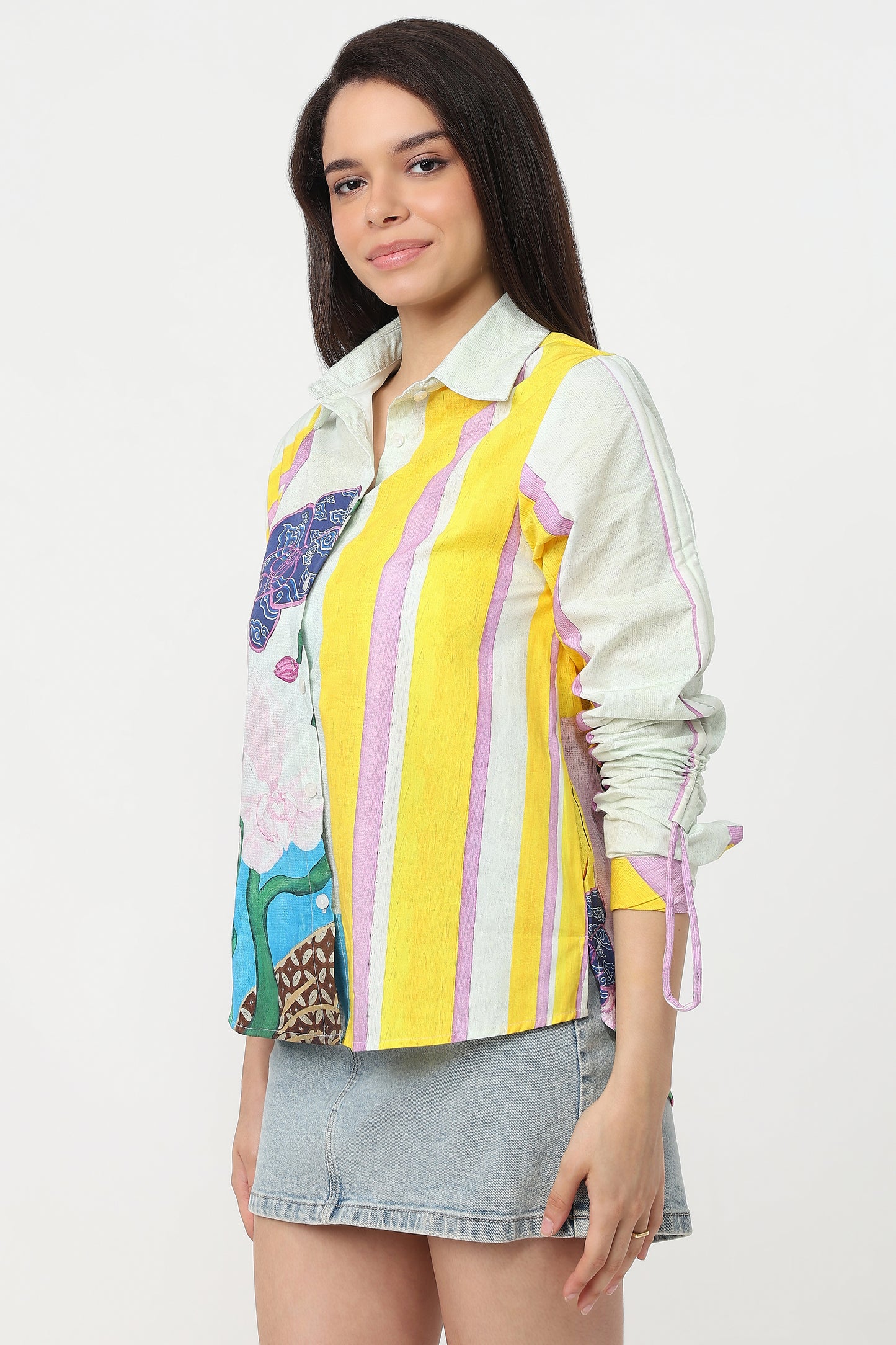Pastel Garden Shirt – women's pastel floral print cotton shirt, view 3