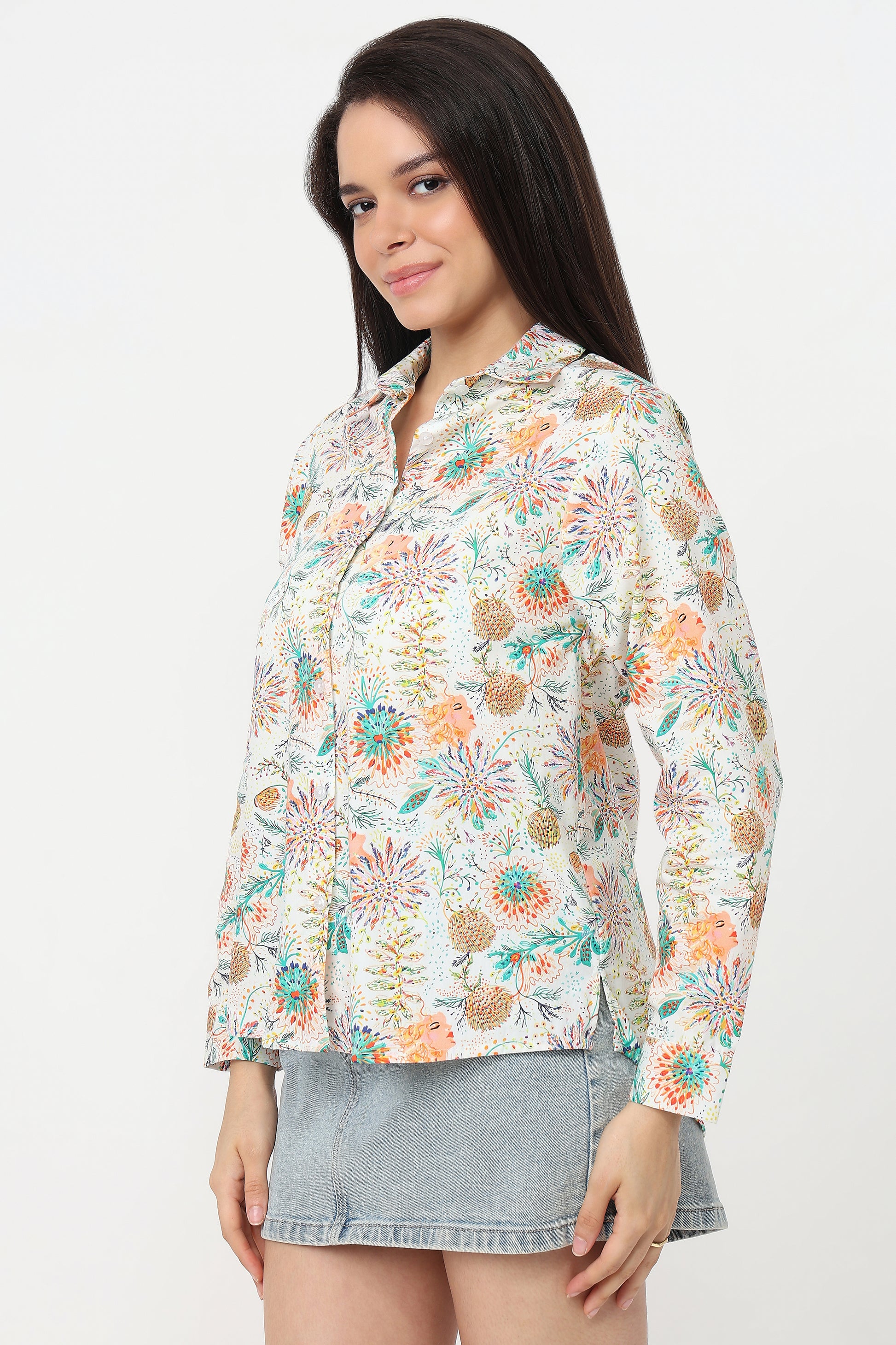 Garden Whispers Shirt – women's soft floral print cotton shirt, view 4