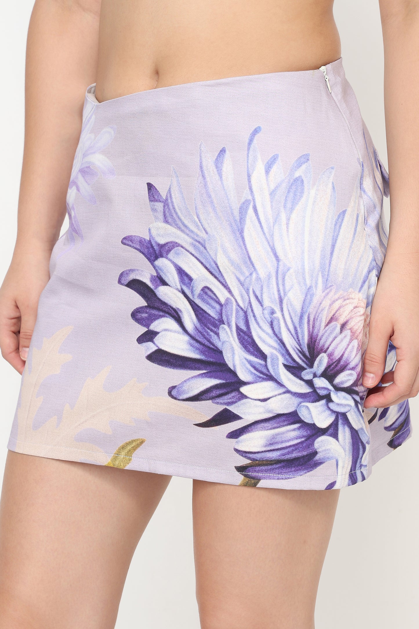 Purple Bloom Printed Shirt With Skort Set