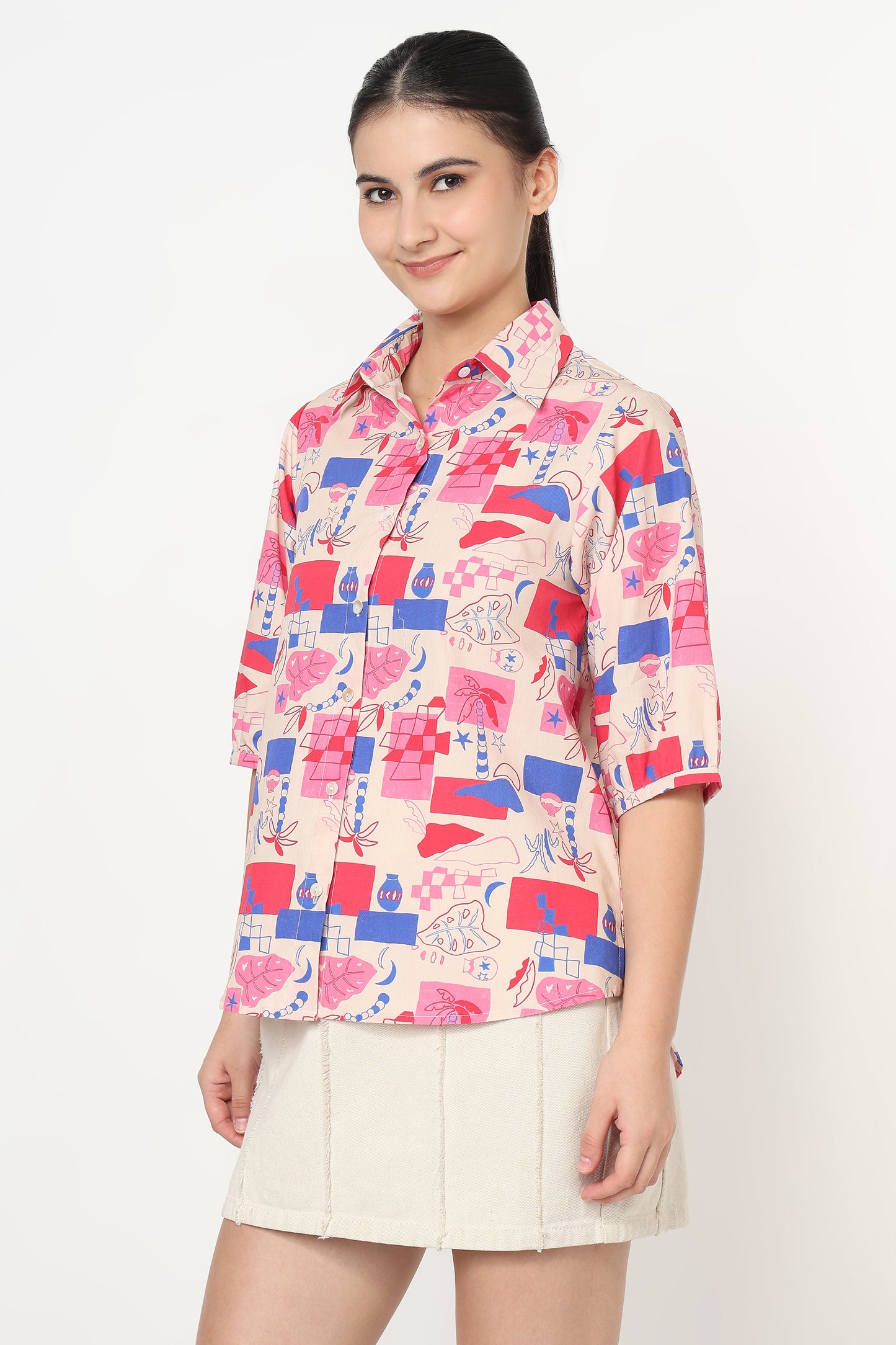 Blush Mosaic Print Shirt