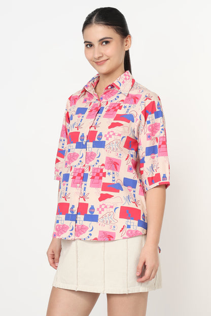 Blush Mosaic Print Shirt